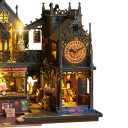 DIY grande casetta per bambole Costruzione in legno con mobili in miniatura Assemblaggio manuale Giocattolo per bambini Decorazione Illuminazione AA 4