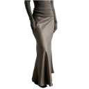 Dlhá saténová sukňa s vysokým pásom Elegantná dámska lesklá sukňa Maxi sukňa do spoločnosti Formálny outfit na jar a leto 4