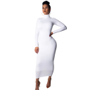 Dlhé priliehavé šaty s rolákom Elegantné elastické šaty s dlhým rukávom Bodycon design pre večerné a spoločenské príležitosti 2