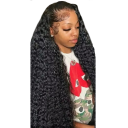 Dlouhá kudrnatá paruka s krajkou vpředu husté kadeře lidské vlasy lace front 33 x 15,2 cm délka 91,4 cm hustota 200 % černá na denní nošení 4