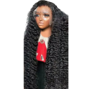 Dlouhá kudrnatá paruka s krajkou vpředu objemné kadeře lidské vlasy lace front 33 x 10 cm délka 81,3 cm hustota 200 % černá na běžné nošení 4