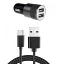 Dobbelt USB-biloplader med kabel K851 1