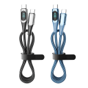 Dobbelt USB C hurtigopladerkabel 100W 1m 5A nylonflettet LED-display 20V QC 4.0 hurtig dataoverførsel 480Mbps digital indikator 2