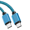 Dobbelt USB-C-kabel 1m Type C til Type C hurtigopladningskabel PD 60W 3A 5A nylonflettet datakabel tilbehør 3