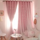 Dobbeltlags børnetryk med stjerner Uigennemsigtige gardiner med gennemsigtige forhæng 132 x 183 cm 1
