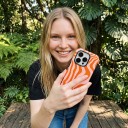 Dobbeltlags etui til iPhone 17 Retro mønster af bølgede striber Orange og pudderrosa Stødabsorberende og ridsefast Til hver dag 6