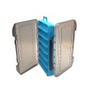 Dobbeltsidet kompakt plastikkasse med fiskegrej 14 x 10,5 x 3,2 cm. Organisator til kroge, madding og snor. Bærbar opbevaringskasse til fiskeudstyr. 3