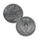 Dobbeltsidet metalmønt 4 x 4 x 0,3 cm med ja- og nej-inskriptioner på hver side. Erindringsmønt, der hjælper med beslutningstagning. Ja- og nej-samlermønt i metal. 4