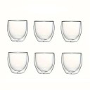 Dobbeltvægget glaskopsæt 80 ml 6 stk. varmebestandige, gennemsigtige espressoglas, håndtagsløse, elegante kaffekrus 1