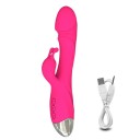 Dobbeltvibrator med realistisk form og kaninhoved med 20 vibrationstilstande til G-punkts- og klitorisstimulation. 21x3,5 cm diskret 3