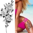 Dočasné vodotěsné tetování 9,6 x 19 cm Jemný květinový vzor Dámská tělová ozdoba Nalepovací tetování na kůži Elegantní design provedení 22 2