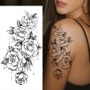 Dočasné vodotěsné tetování 9,6 x 19 cm Jemný květinový vzor Dámská tělová ozdoba Nalepovací tetování na kůži Elegantní design provedení 24 2