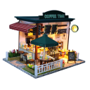 Dockhus Kafé 20 x 16 x 16 cm Mini byggsats utan lock med LED-belysning Möbler och instruktioner Kreativ DIY inredningsdekoration 1