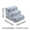 Dog Steps 3 Steps 33 x 39 x 29 cm Soft Cover Grey with Bone Print for Bed Sofa and Pets 3