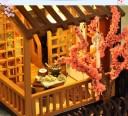 Dollhouse 12.6 x 9.5 x 9.8 cm Mini Wooden Construction Kit Without Roof with LED Lighting Furniture and Instructions Creative DIY Decoration 2