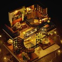 Dollhouse 24 x 17 x 23.5 cm Miniature LED Construction Kit with Furniture Realistic Model with Details Decorative Illuminated House for Creative 3