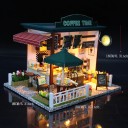 Domeça de Bonecas Cafetaria 20 x 16 x 16 cm Mini construção sem tampa com iluminação LED Mobiliário e manual Decoração DIY criativa de interiores 2
