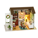 Domeček 21 x 12,5 x 15,5 cm Miniaturní LED stavebnice s nábytkem Realistický dekorativní model bez krytu Osvětlený mini domek s detaily 1