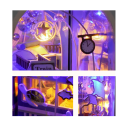 Domeček pro panenky 9,8 x 15 x 18 cm Dřevěná 3D stavebnice s nábytkem a LED světlem DIY model Miniaturní dům Ruční montáž Dekorace 3