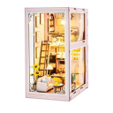 Domek dla lalek 11,6 x 18 x 23 cm DIY 3D Drewniany zestaw konstrukcyjny z oświetleniem LED Meble do montażu Dekoracja Miniaturowy model do majsterkowania 3