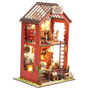 Domek dla lalek 17 x 13,2 x 26 cm DIY 3D Drewniany zestaw konstrukcyjny z oświetleniem LED i meblami Miniaturowy domek do samodzielnego montażu 2