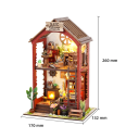 Domek dla lalek 17 x 13,2 x 26 cm DIY 3D Drewniany zestaw konstrukcyjny z oświetleniem LED i meblami Miniaturowy domek do samodzielnego montażu 3