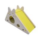 Domețel din lemn pentru rozătoare 18,7 x 7 x 9,7 cm Casă albă cu tobogan și intrare de 4,5 cm Adăpost pentru hamsteri, șoareci și rozătoare mici 7