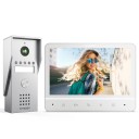 Domovní videotelefon se zvonkem a kamerou, 7" barevný LCD monitor, 120° širokoúhlá kamera, 4vodičový interkom s nočním viděním pro dům i byt 1