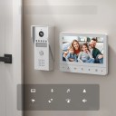 Domovní videotelefon se zvonkem a kamerou, 7" barevný LCD monitor, 120° širokoúhlá kamera, 4vodičový interkom s nočním viděním pro dům i byt 4