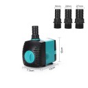 Dompelpomp 60 W met een debiet van 3000 l per uur en een opvoerhoogte van 3 m met 3 aansluitstukken tot 27 mm in zwart-turquoise uitvoering 2