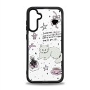 Doorzichtig hoesje met afbeeldingen voor Samsung Galaxy A15 Stevig Motief van een kat met strikken en een kopje Zwarte randen Camera bescherming 5