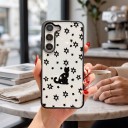 Doorzichtig hoesje voor Samsung Galaxy A15 Duurzaam Motief van zwarte kat en sterren Zwarte randen Camera bescherming Telefoonhoesje 2