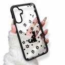 Doorzichtig hoesje voor Samsung Galaxy A17 Duurzaam Motief van zwarte kat en sterren Zwarte randen Camera bescherming Telefoonhoesje 3