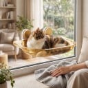 Doorzichtig kattenbed voor op het raam breedte 49 cm Draagvermogen 20 kg Grote zuignappen Uitzichtbak voor glas Ligbed voor katten 4