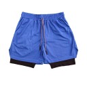 Doppellagige Fitness-Shorts für Herren, schnelltrocknende Sport-Shorts mit Netzfutter, Tasche, elastischer Taille, Sommer-Strandshorts 5