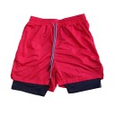 Doppellagige Fitness-Shorts für Herren, schnelltrocknende Sport-Shorts mit Netzfutter, Tasche, elastischer Taille, Sommer-Strandshorts 5