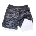 Doppellagige Sportshorts für Herren, schnelltrocknend, fürs Training, mit Taschen, hoher elastischer Bund, bequeme Shorts zum Laufen und Training 12