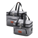 Doppellagige Thermotasche, 29 x 33 x 26 cm, Kühltasche mit großem Fassungsvermögen für Lebensmittel, doppellagige Lunchtasche, neutrale Farben, isolierte Tasche mit Stauraum 5