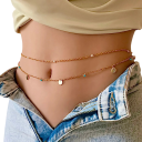 Doppelter Bauchgürtel um die Taille 70 + 25 cm Goldene Ausführung Sexy Körper Schmuck Festival Modeaccessoire 3