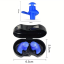 Dopuri de urechi din silicon impermeabile pentru înot 3 x 2,5 cm reutilizabile cu cutie de depozitare 6,5 x 3,5 cm pentru piscină și duș 2