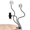 Double Circular LED Light with Mobile Holder and Clip for Photography and Filming Flexible Arms 3 Colour Modes Brightness Settings Diameter 9 cm 2