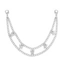 Double Decorative Handbag Chain with Butterfly Charms Metal Alloy Silver Decorative Chain for Handbag Replacement Short Handle 1