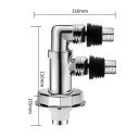 Double Rotating T-Connector for Washing Machine Floor Drain, Chrome-Plated, Universal Hose Adapter for Dishwasher and Waste Disposer, Gravity Flushing 4
