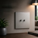Double Staircase Wall Switch 2Gang 2Way, Toggle, 86 × 90 mm, Metal from Brushed Stainless Steel, Grey, for EU Electrical Installations 4