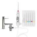 Douche buccale pour robinet avec vanne de commutation et réducteurs de 18 à 28 mm avec un ensemble d'embouts colorés en finition blanche 1
