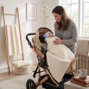 Doux plaid pour bébés et nouveau-nés 100 x 80 cm pour emmailloter et couvrir avec un cadre tout autour et des bords finement finis 10
