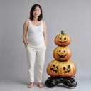 Dovleacuri gonflabile unul peste altul Balon în picioare Decorațiune de Halloween 109 x 61 x 40 cm Portocalie cu suport negru Decorațiune de petrecere 6