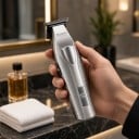 Draadloze haartrimmer met T-blade voor mannen Oplaadstandaard Duur 120 minuten Digitale display Zilver Professionele contourtrimmer 8