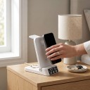 Draadloze oplaadstation 3 in 1 met wekker 15 W Opvouwbare standaard voor telefoon, Samsung horloge en oordopjes LED klok Wit Voor op tafel 3