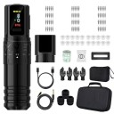 Draadloze tattoomachineset 14,5 x 3,6 cm Verstelbare slag 2,4-4,2 mm OLED-scherm 2400 mAh 10V 9000 rpm RCA en draadloos 1